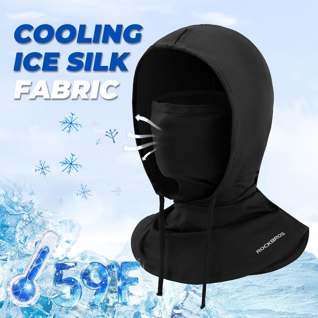 ROCKBROS Cooling Balaclava Face Mask 3 in 1 Full Face Mask for Summer with Ear Loops Neck Gaiter Sun UV Protection