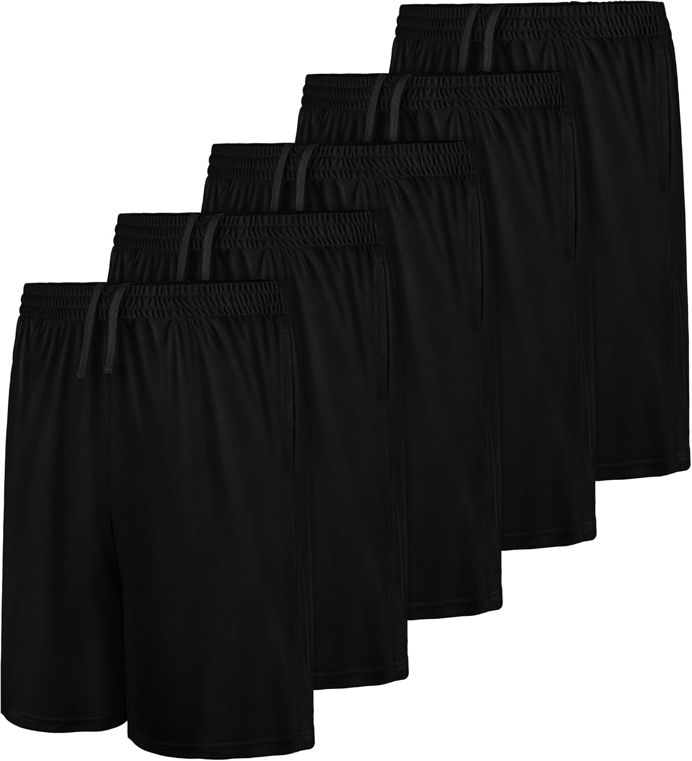 5 Pack Boys Athletic Shorts Basketball Soccer Dry-Fit Shorts with Pockets