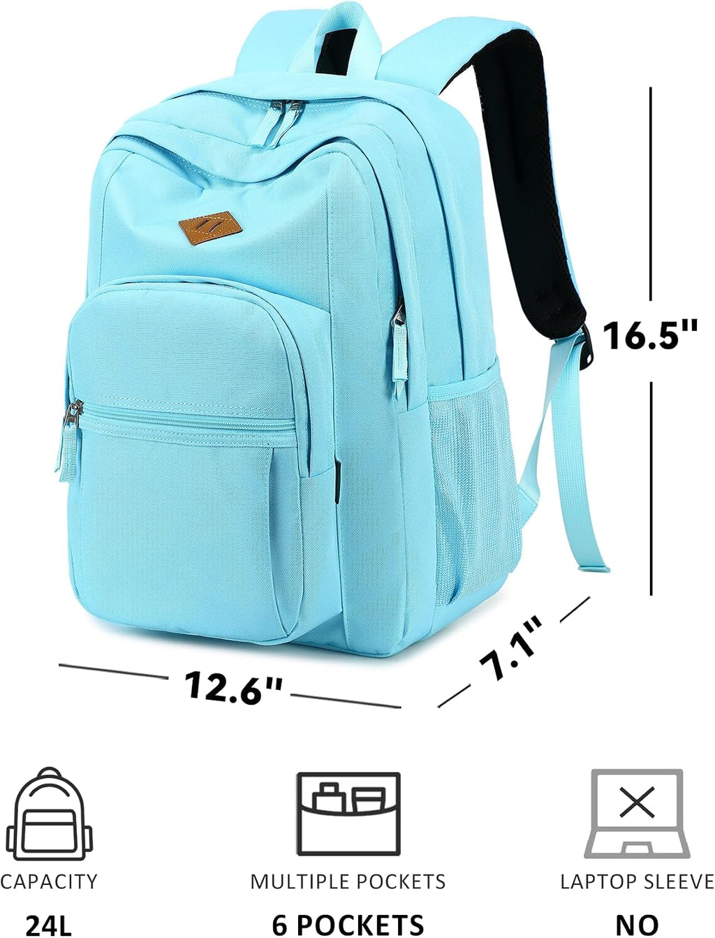 abshoo Classical Basic Womens Travel Backpack For College Men Water Resistant Bookbag (Light Blue)