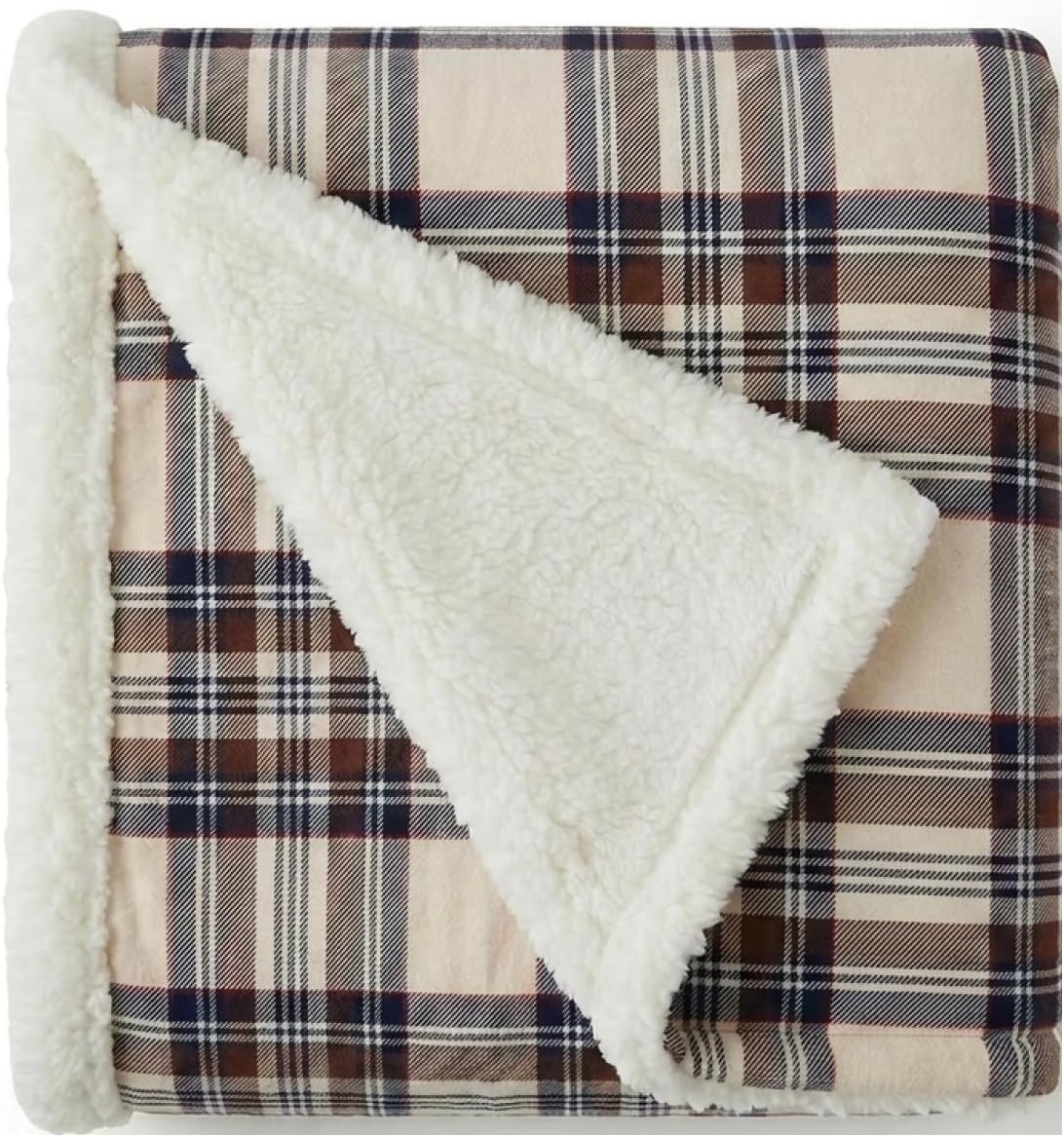 Eddie Bauer - Sherpa Reverse Throw Blanket for Bed or Couch, 50 x 70