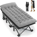 Fragess Portable Camping Cot, 32" Extra Wide Camping Cots for Adults with Thick Mattress, Heavy Duty Sleeping Cot Holds Up to 600LBS, Cots for Sleeping, Rv, Beach, Patio, Office Naps(Grey)