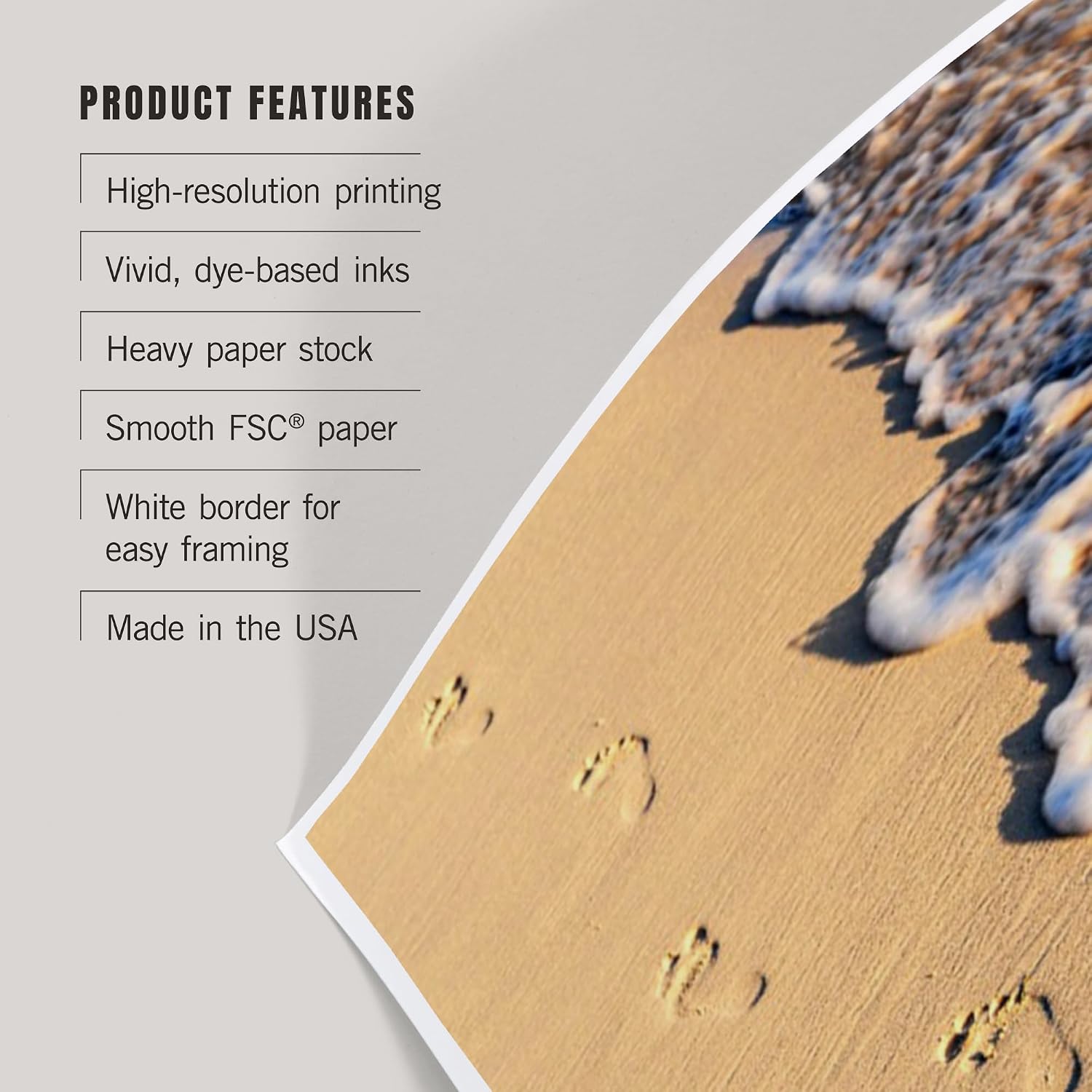 Lantern Press 8x12 Art Print, Bethany Beach, Delaware, Footprints in Sand