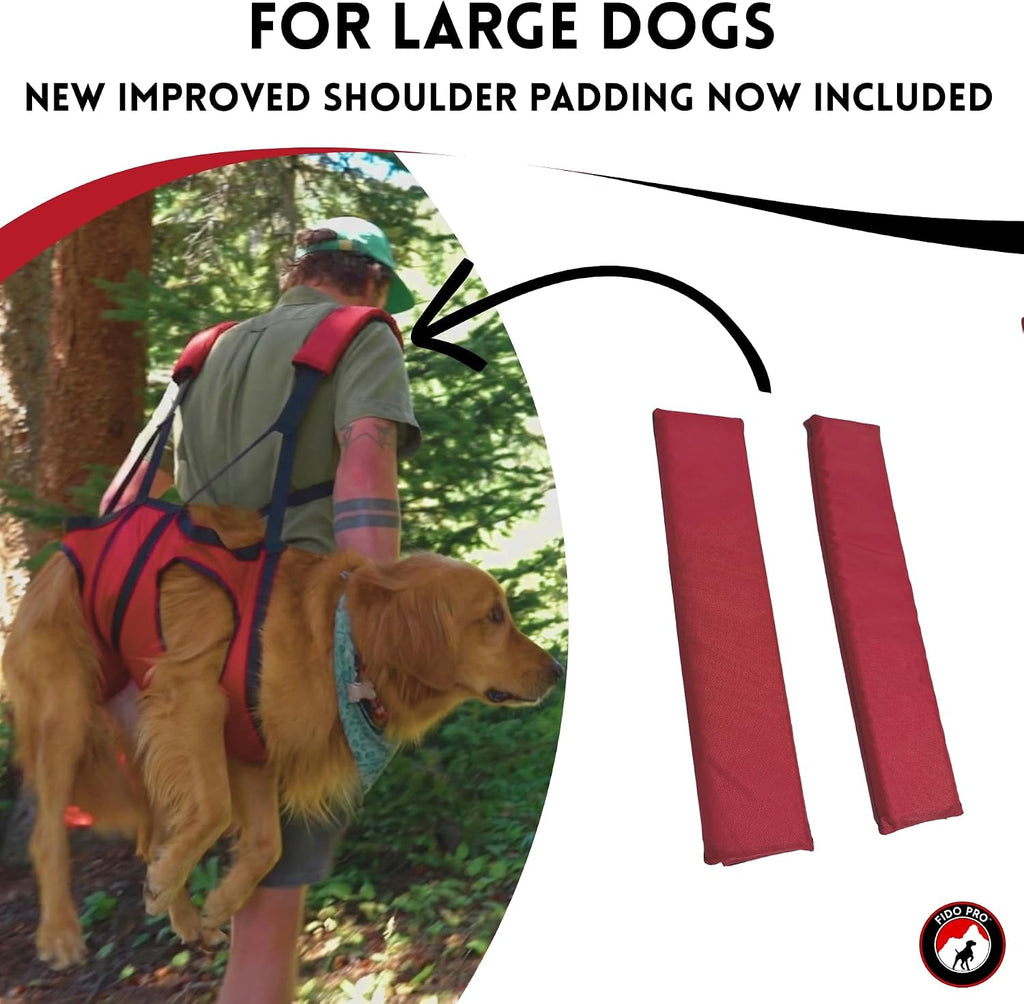 Fido Pro Airlift Original V2 Dog Carrier Sling | Light-Weight Dog Sling Now More Comfortable | for Injured, Sick, or Old Dogs | New Improved Shoulder Padding Now Included | Large (45–70 lbs)