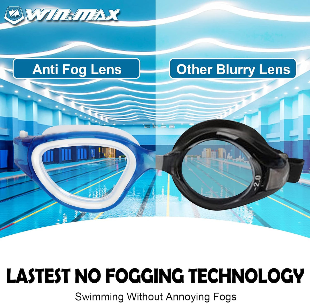 WIN.MAX Swimming Goggles Swim Pool Goggles Anti Fog Anti UV No Leakage Clear Vision for Men Women Adults Teenagers