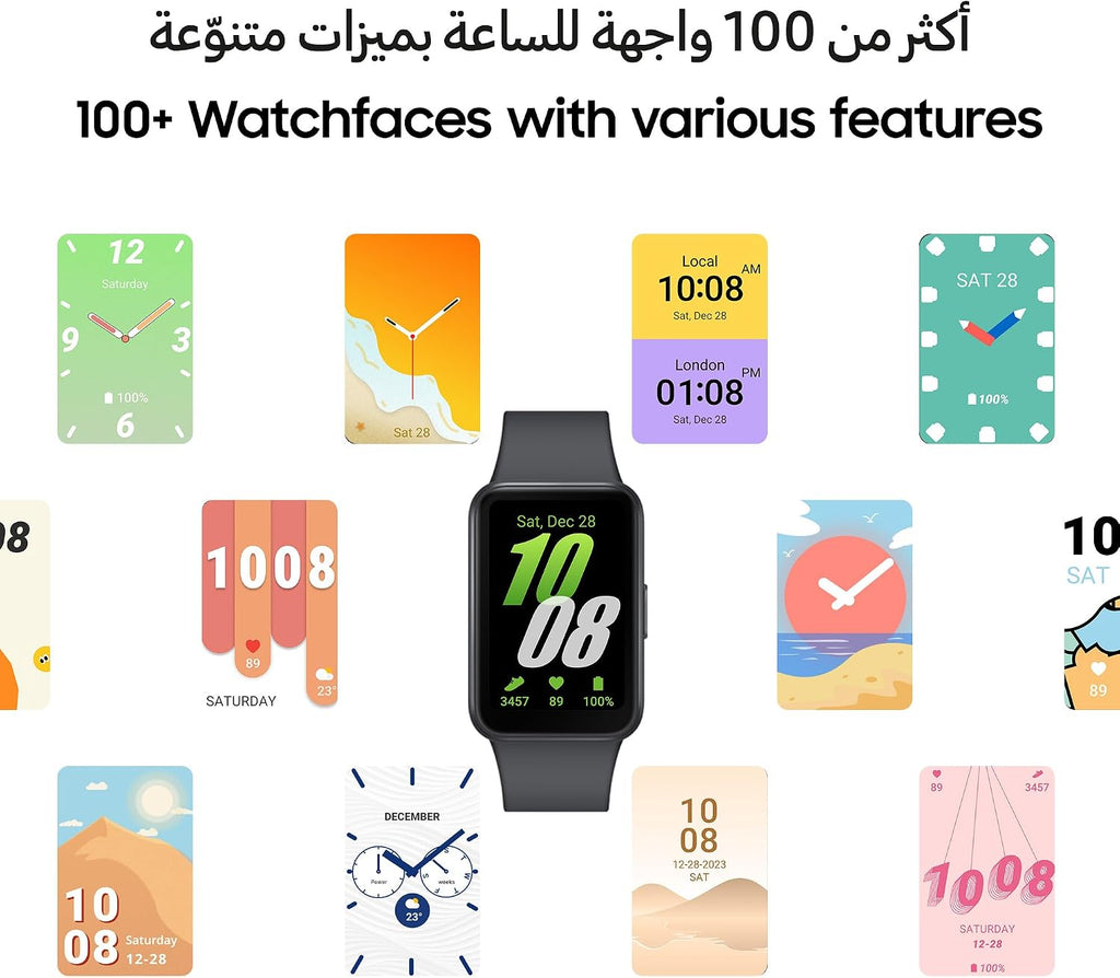SAMSUNG Galaxy FIT 3 [2025, 40MM] 1.6" AMOLED Display | IP68 Water Resistant | 14 Days Battery Life | 100+ Watchfaces | 100+ Exercise Modes | International Model (Fast Charger Bundle, Black)