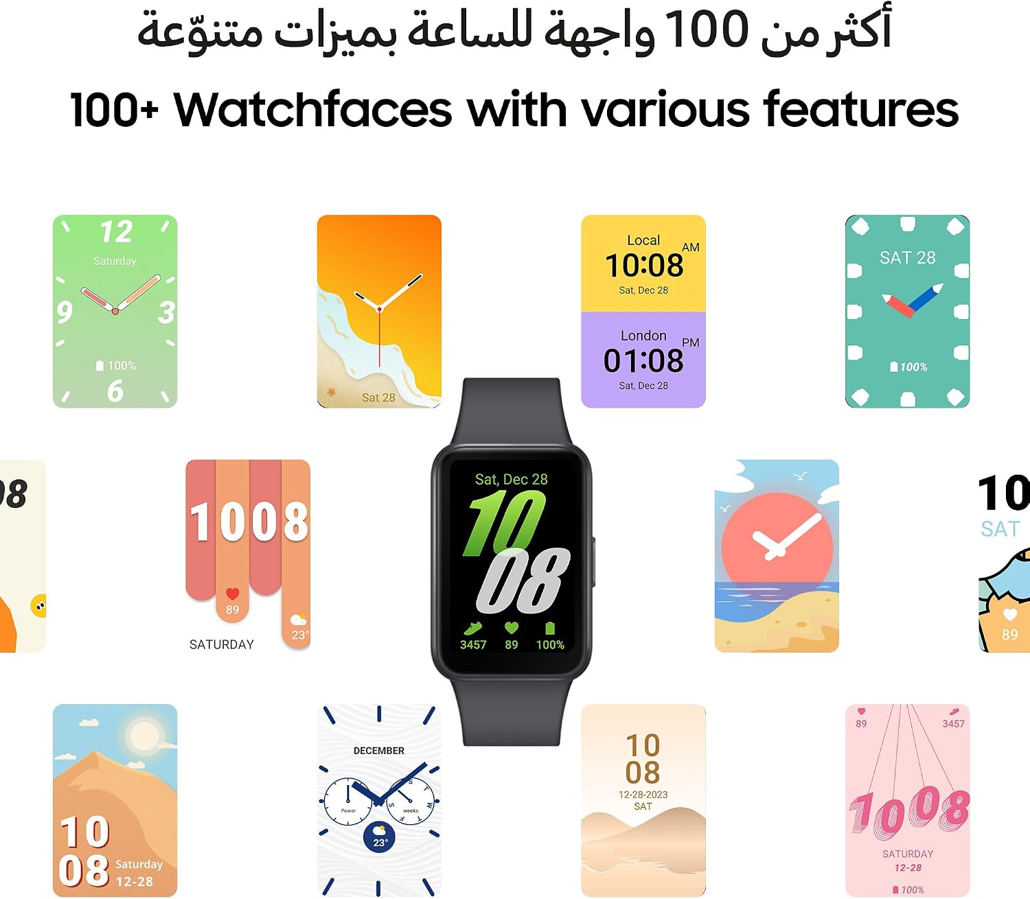 SAMSUNG Galaxy FIT 3 [2025, 40MM] 1.6" AMOLED Display | IP68 Water Resistant | 14 Days Battery Life | 100+ Watchfaces | 100+ Exercise Modes | International Model (Fast Charger Bundle, Black)