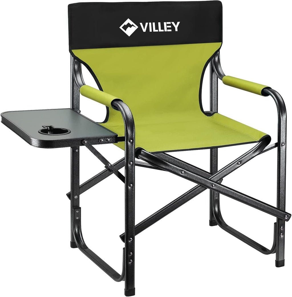 VILLEY Heavy Duty Directors Chair, Folding Camping Chair, 350 lbs Capacity