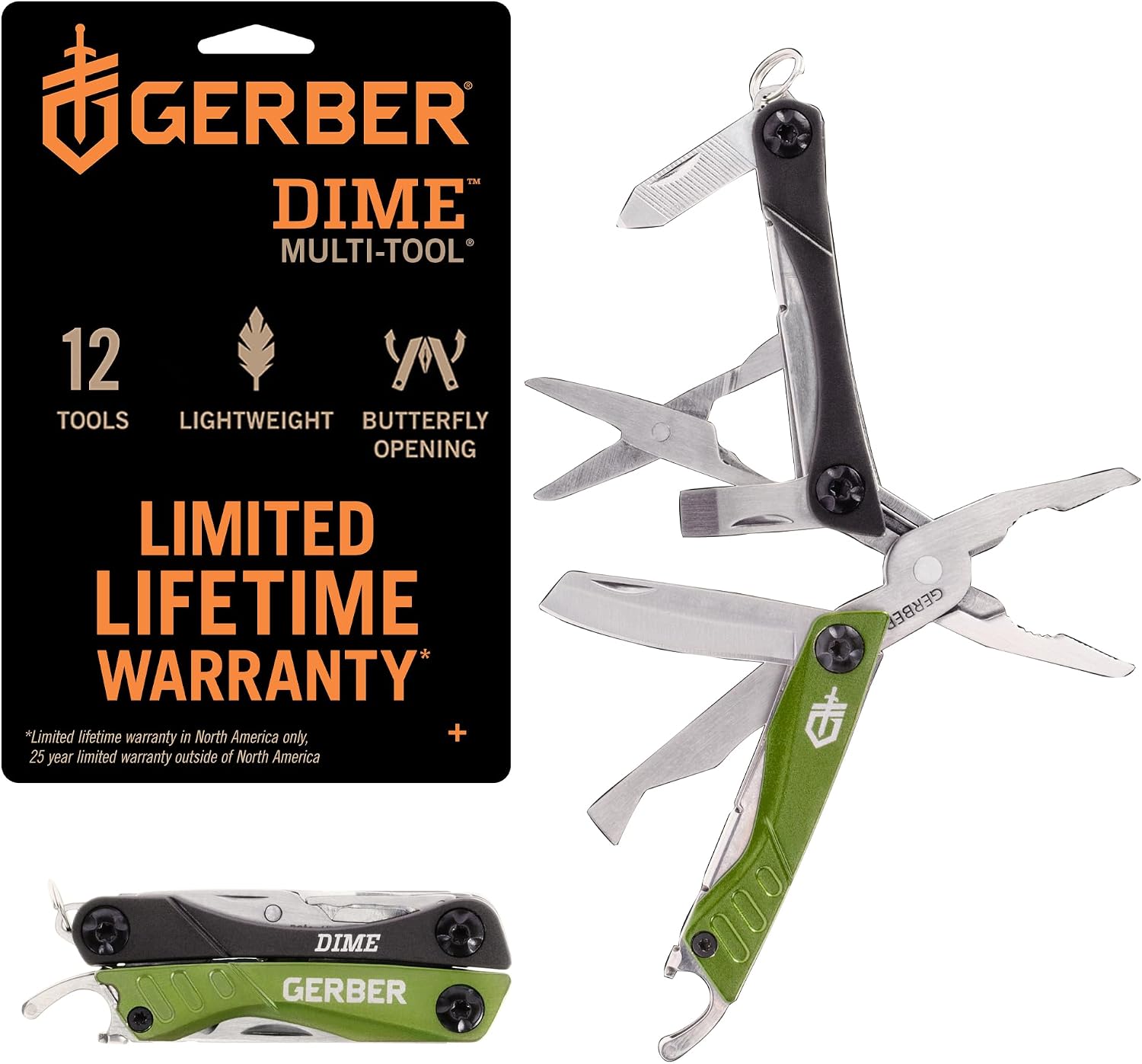 Gerber Dime 12-in-1 Mini Multitool Pliers, Pocket Knife,Bottle Opener,Black