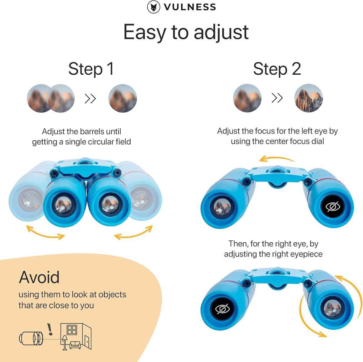 VULNESS Binoculars for Adults, Small Mini Travel Essentials, 8X21, Blue