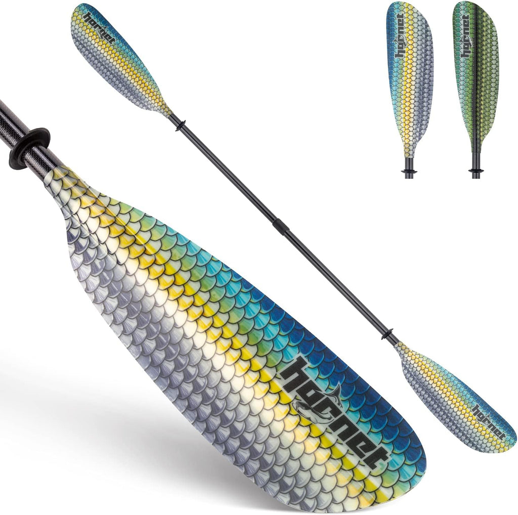 Hornet Watersports Fiberglass Kayak Paddle for Adults- Ideal for Touring, Fishing and Boating- 90.5 inches / 230CM Adjustable with Carbon Fiber Shaft- Kayak Oars Kayaking Equipment