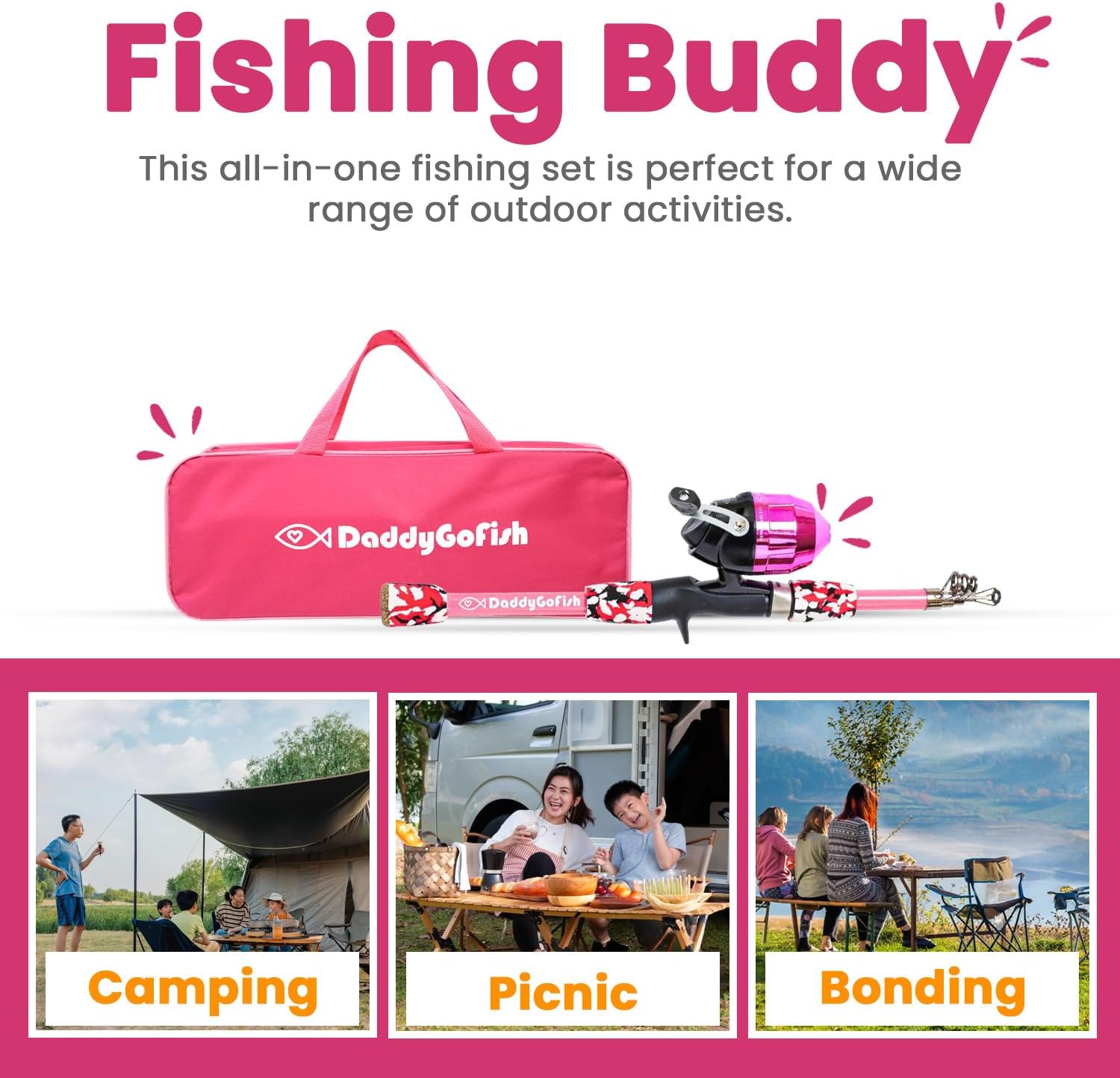 Kids Fishing Pole for Boys, Girls & Youth Age, Toddler Fishing Pole Set Kit