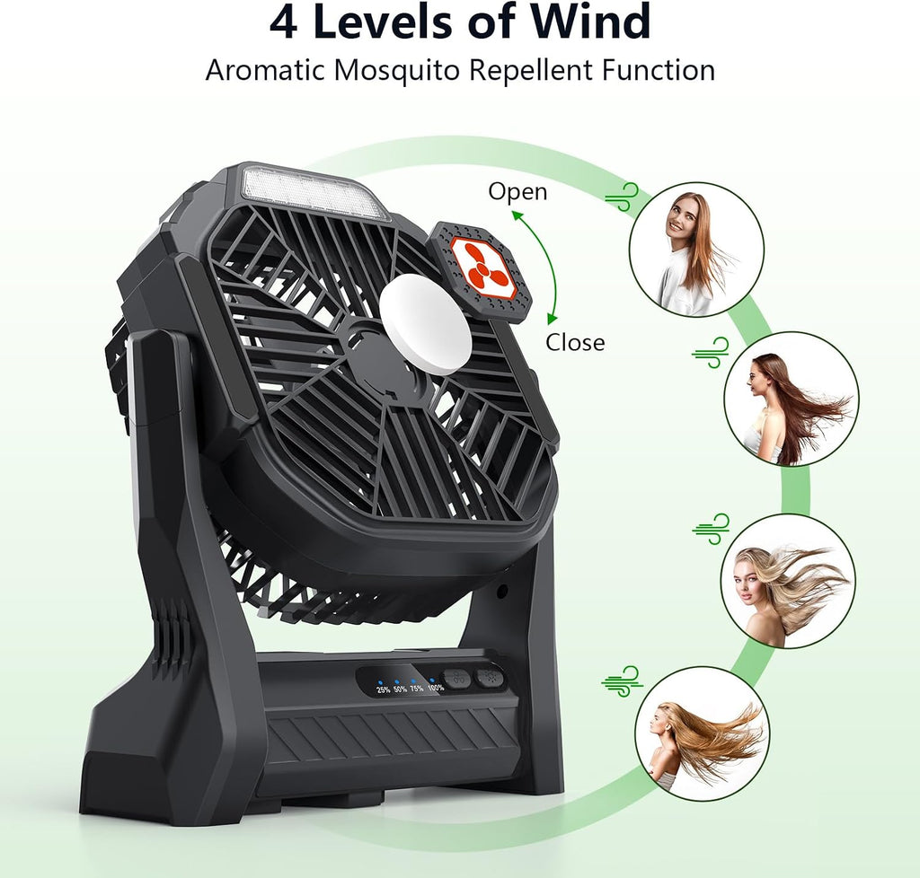 Portable Fan Rechargeable 20000mAh Cordless Battery Powered Camping Fan