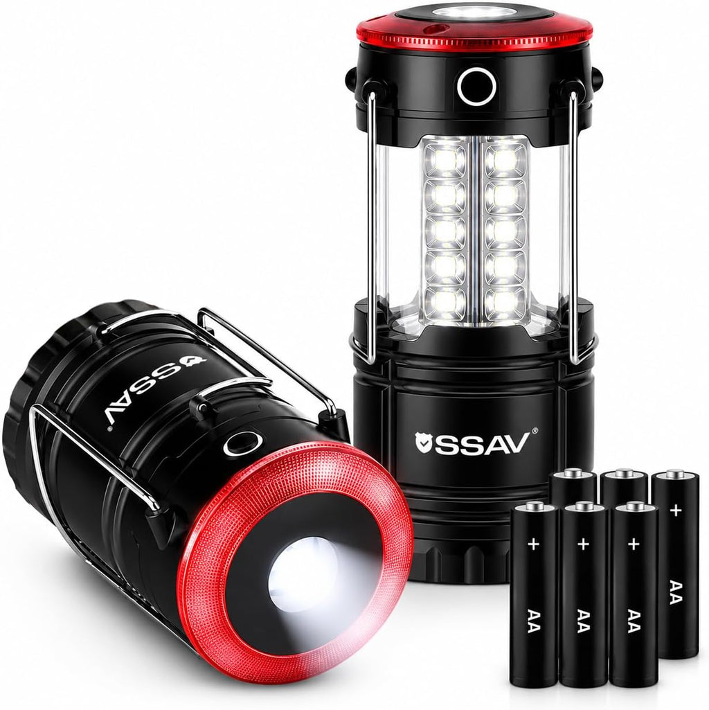 SSAV Battery Powered LED Lanterns (Batteries Included) (2 Pack Red)