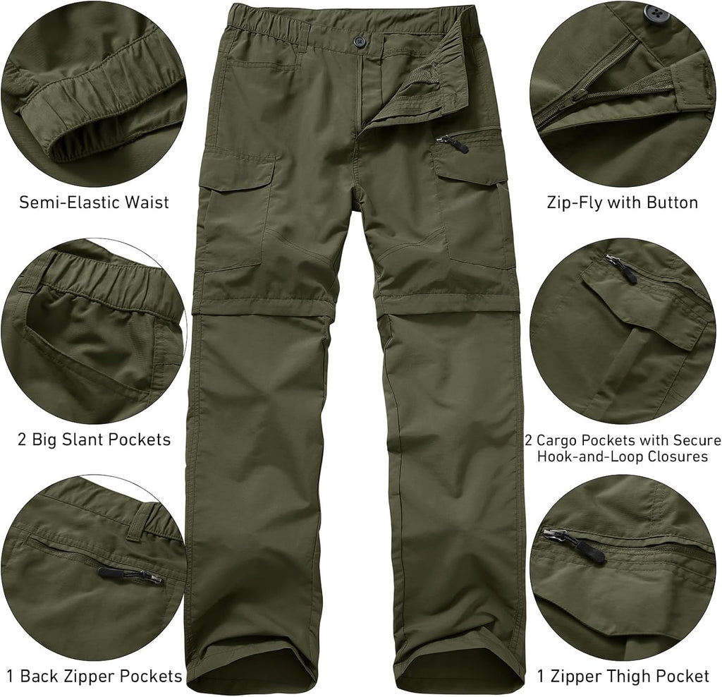 mixtiq Mens Hiking Convertible Pants Water-Resistant Quick Dry Pants