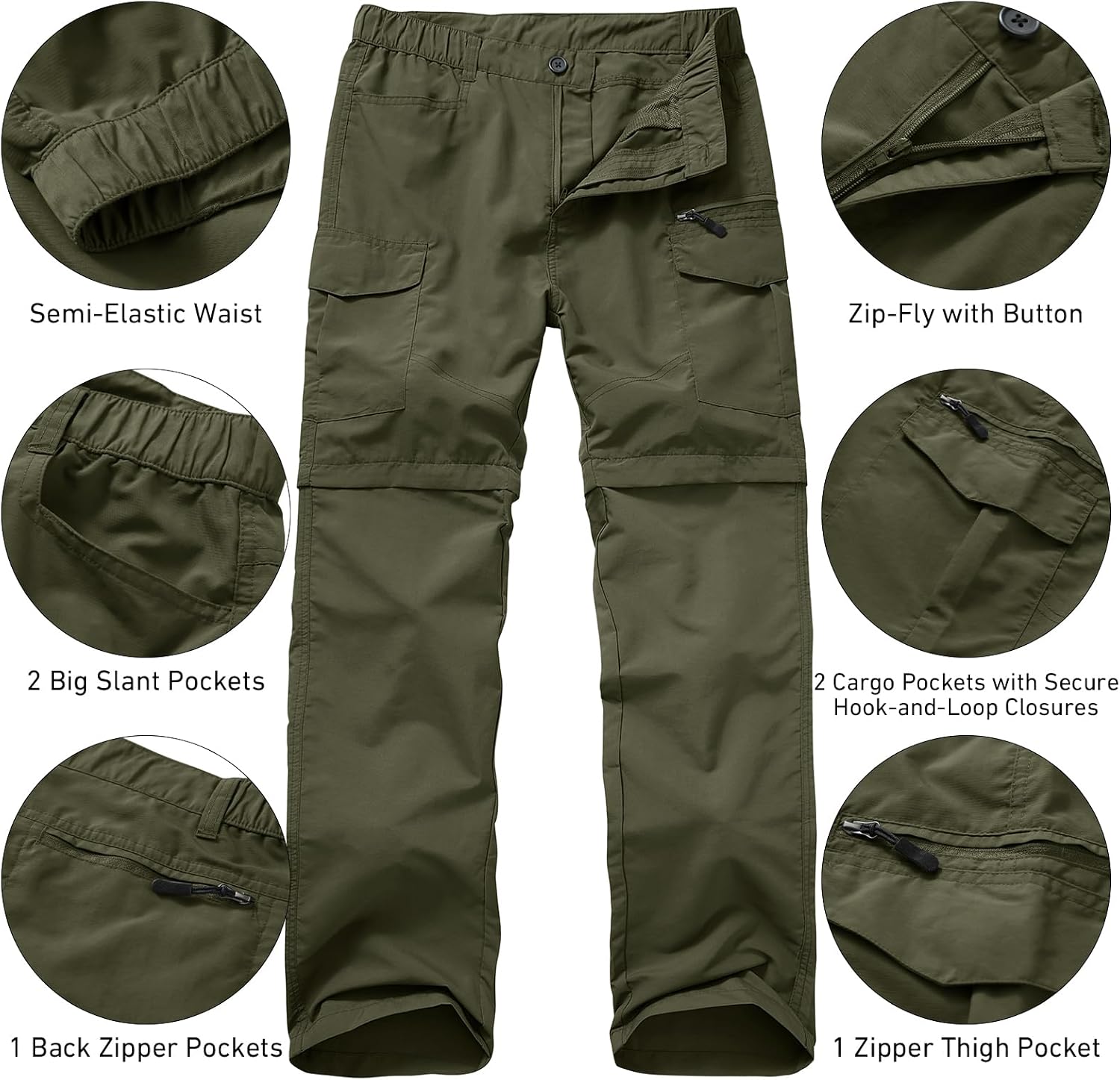 mixtiq Mens Hiking Convertible Pants Water-Resistant Quick Dry Pants