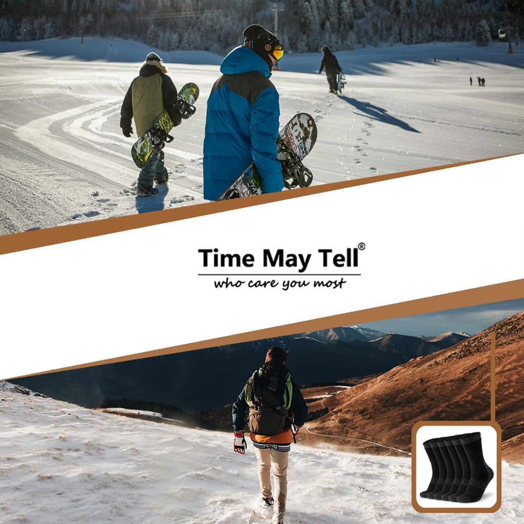 Time May Tell Merino Wool Hiking Boot Socks Cushioned Warm Outdoor Socks