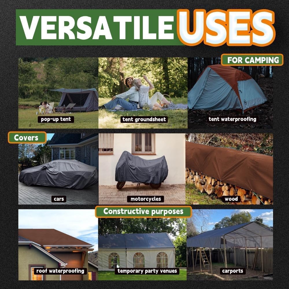 RAINDEWAY 6x15 Feet 18Mil Super Heavy Duty Tarp Waterproof Tarps Cover