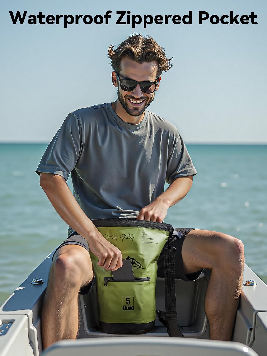 HEETA Waterproof Dry Bag Backpack with Zippered Pocket 5L/10L/20L/30L/40L