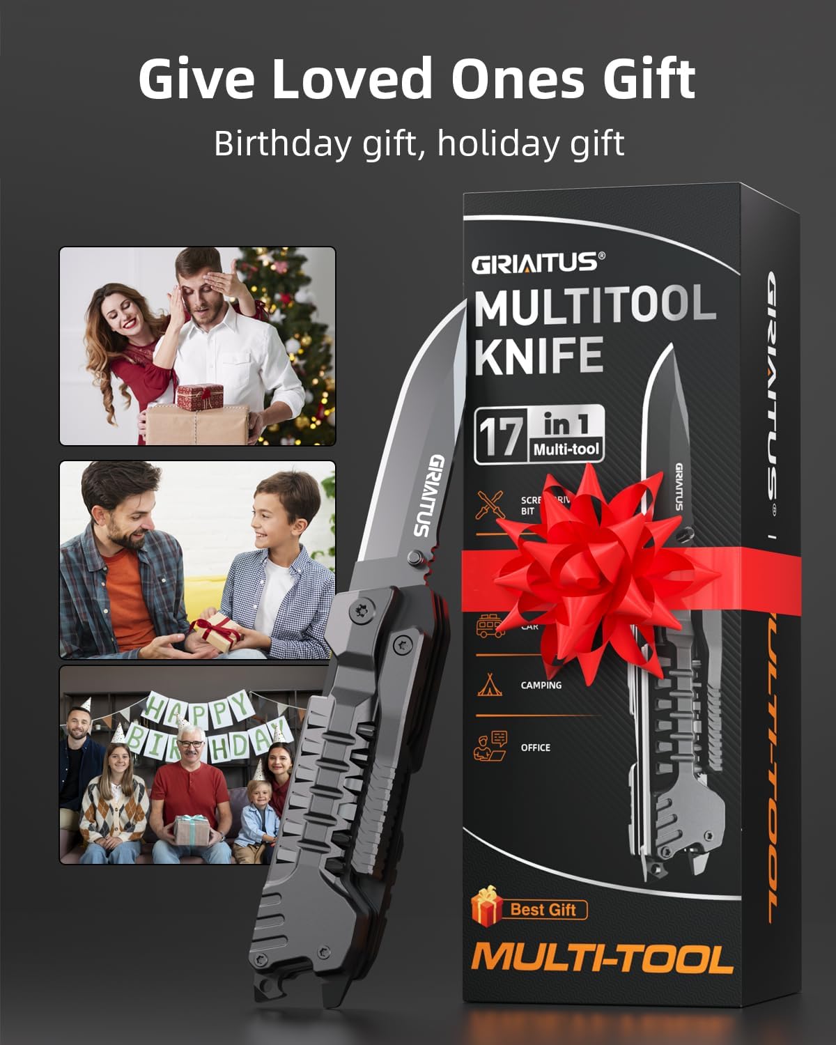 17 in 1 Multitool Knife Fire Starting Stick Bottle Opener Saw for Camping