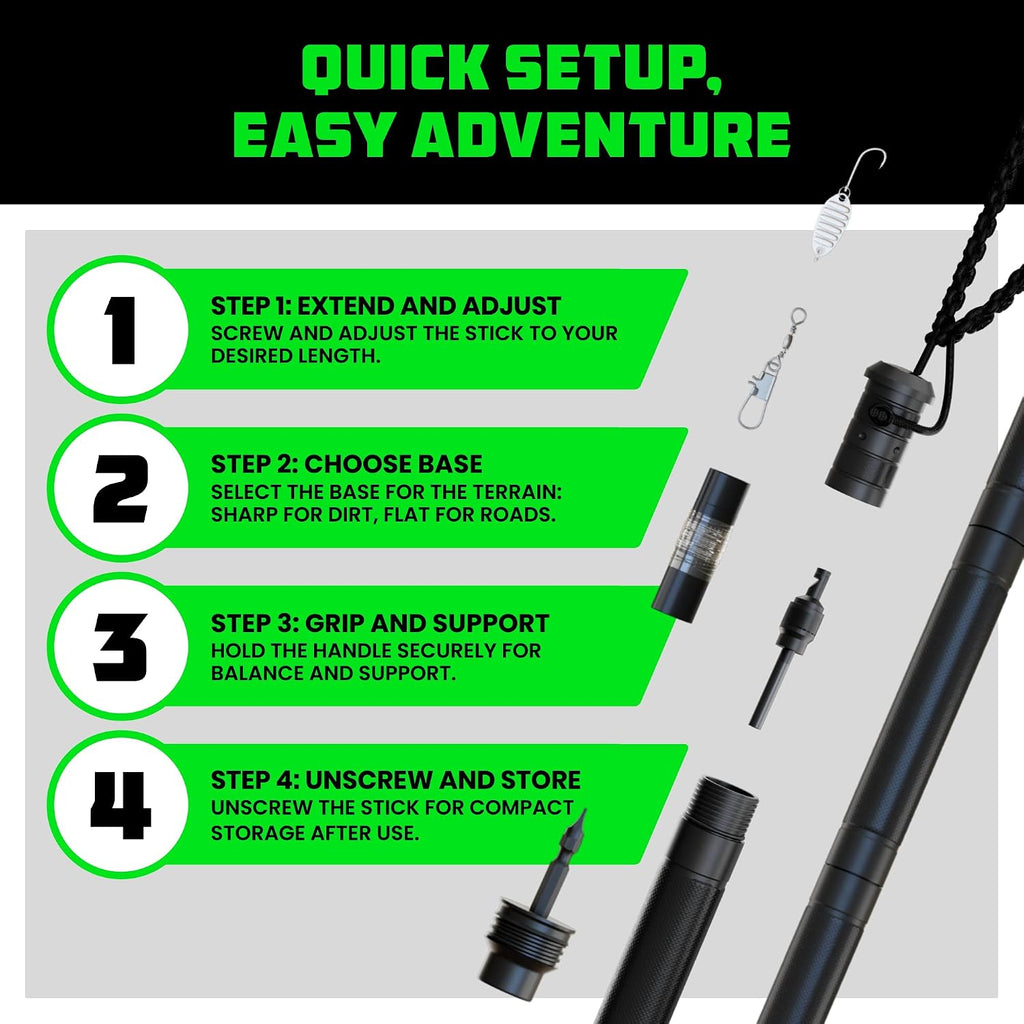 Rhino USA Survival Hiking Stick Multi-Tool - Walking Staff for Camping