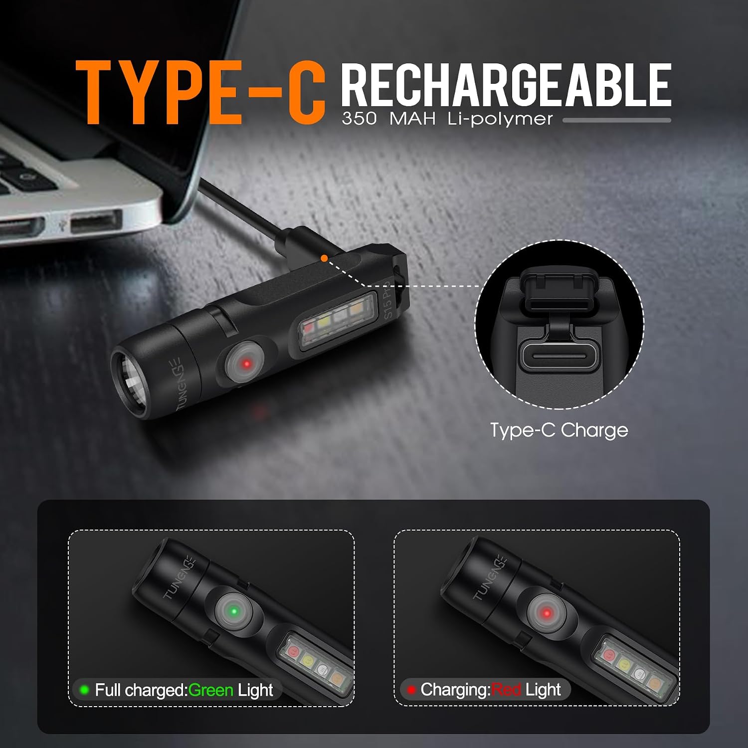 S15PRO Rechargeable keychain Flashlight,750 Lumen Mini light with COB