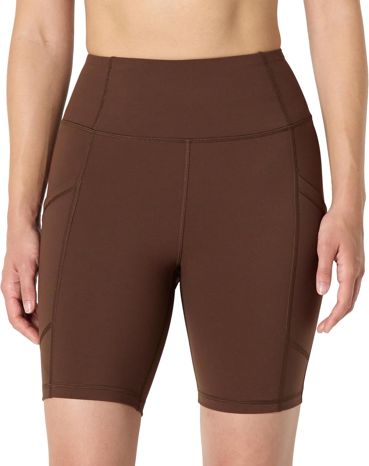 Amazon Essentials Women's Active Total Train High Waist 7" Gym Workout Biker Shorts with Pockets