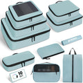 Mesh Packing Cubes for Travel, Durable Luggage Organizer with Sturdy Material and Double Zippers, Comprehensive Set for Travel Accessories Storage, 10 set, teal
