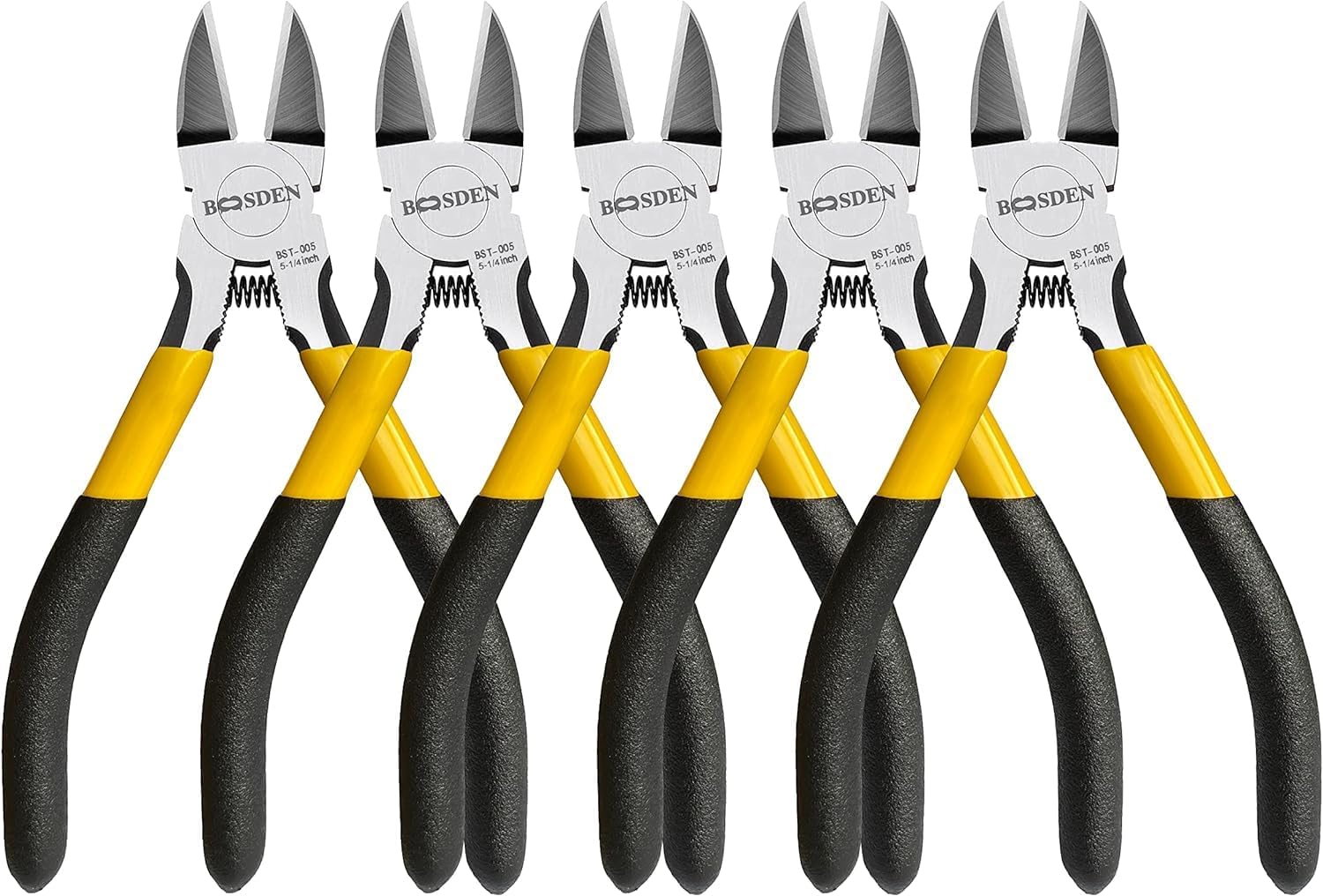 BOOSDEN Wire Cutter 5 inch Cutting Pliers Diagonal Cutter Snipper 5 Pack