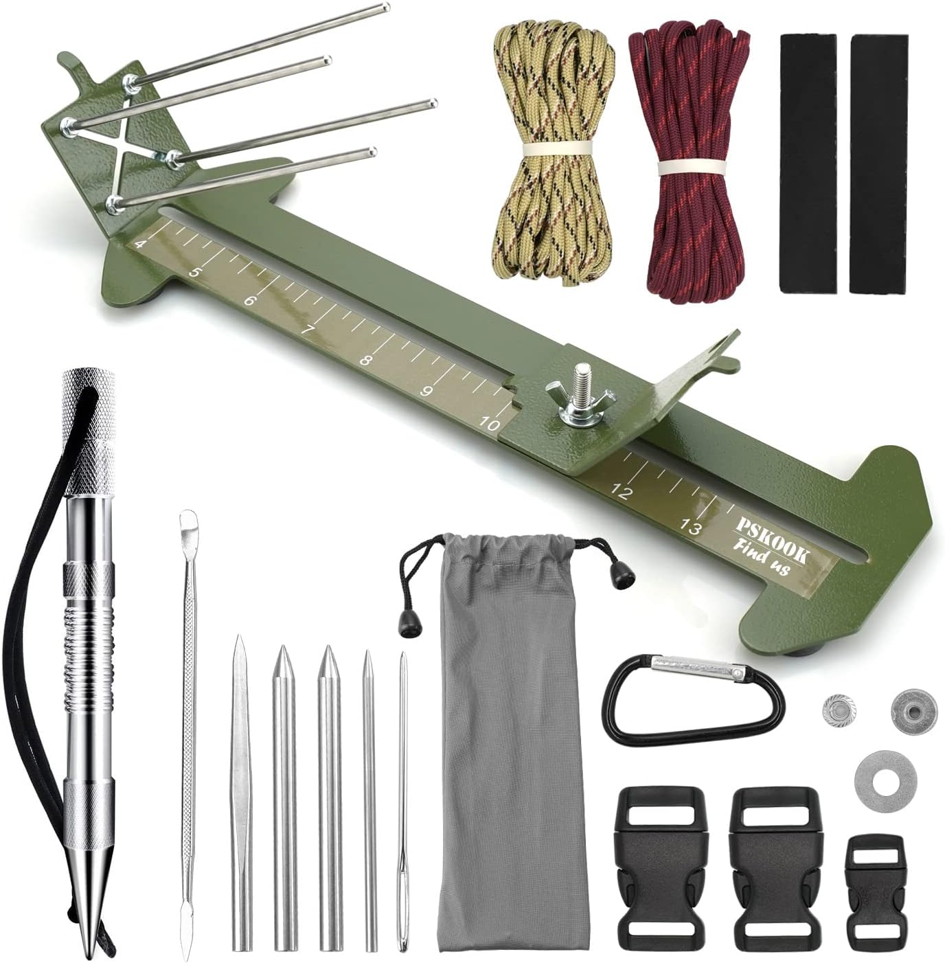 PSKOOK Paracord Bracelet Jig Kit, Paracord Tool Kit Adjustable Length Weaving DIY Craft Maker Tool (Army Green)