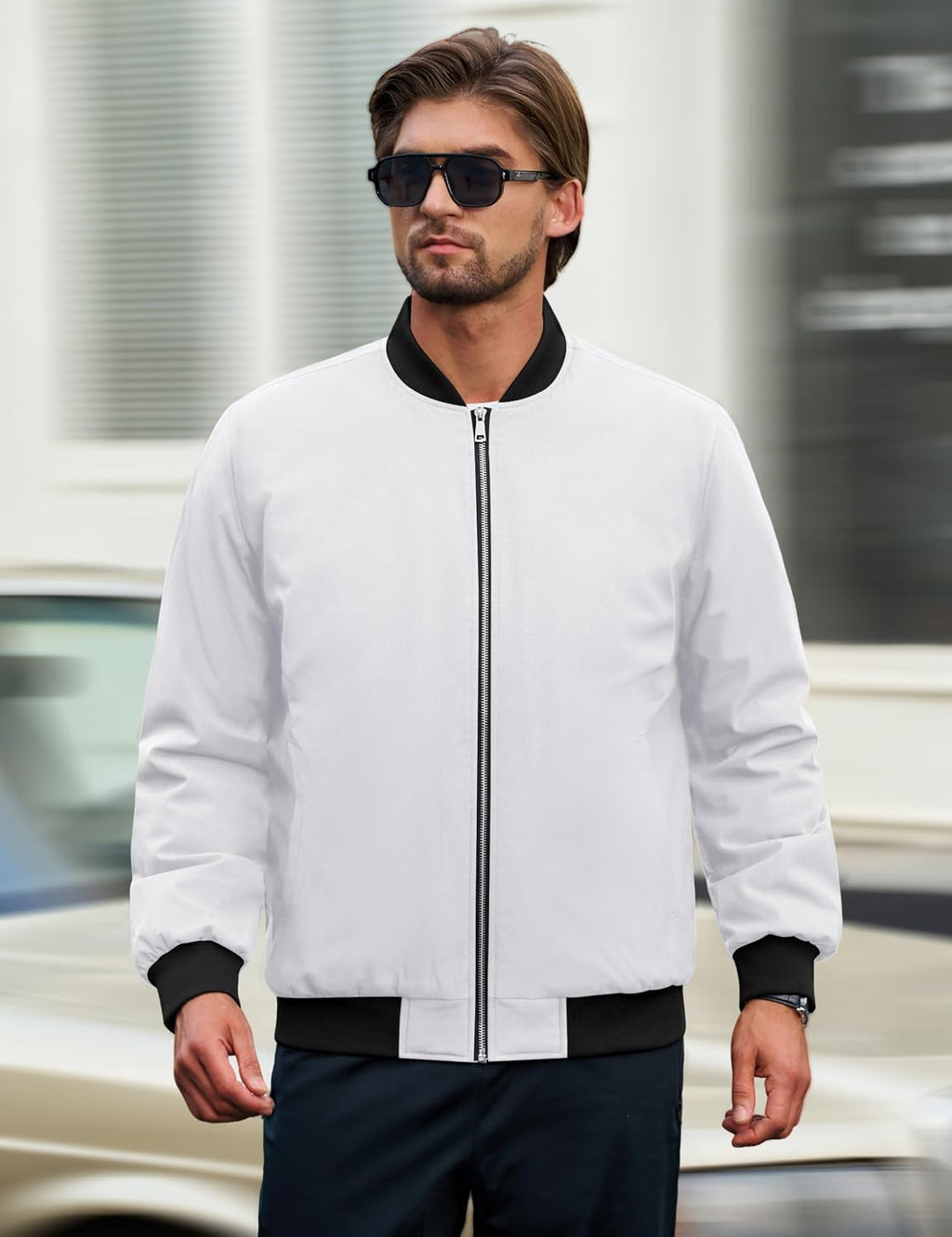 Cotrasen Men's Bomber Jacket Fall Winter Windbreaker Warm Quilted Coats