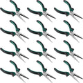 HOIGON 12 Pack 6 Inch Needle Nose Pliers, Spring Loaded Needle Nose Pliers with Wire Cutter and Strippers, Side Cutting Long Nose Pliers for Cutter and Bending Wire, Jewelry Making