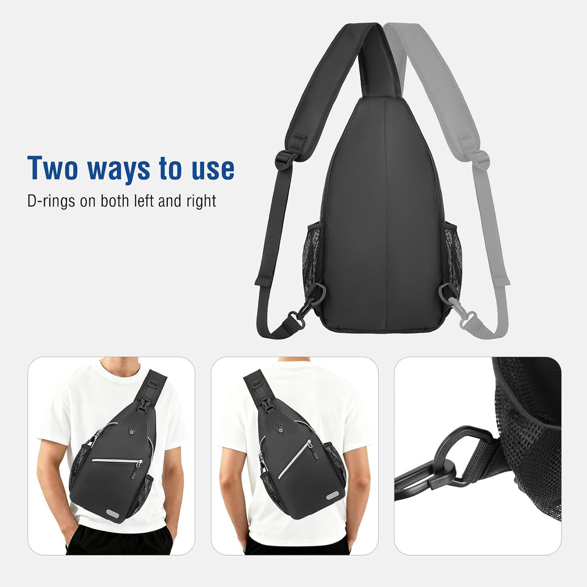 MOSISO Small Sling Bag for Men, Crossbody Shoulder Chest Daypack Bag