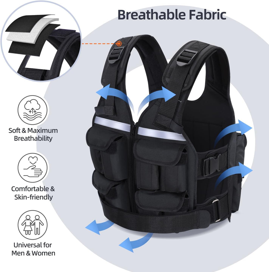 Sportneer Adjustable Weighted Vest Men 2-42lb Rucking Vest for Training