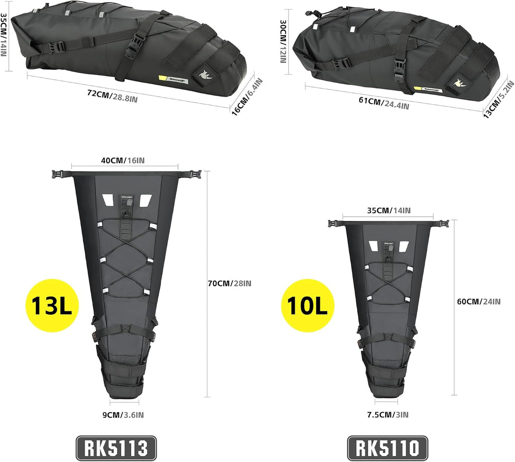 Bike Saddle Bag Waterproof Bike Seat Bag Expandable Capacity Cycling Under Seat Pouch for Mountain Road Biking and Commuting Trips 10L