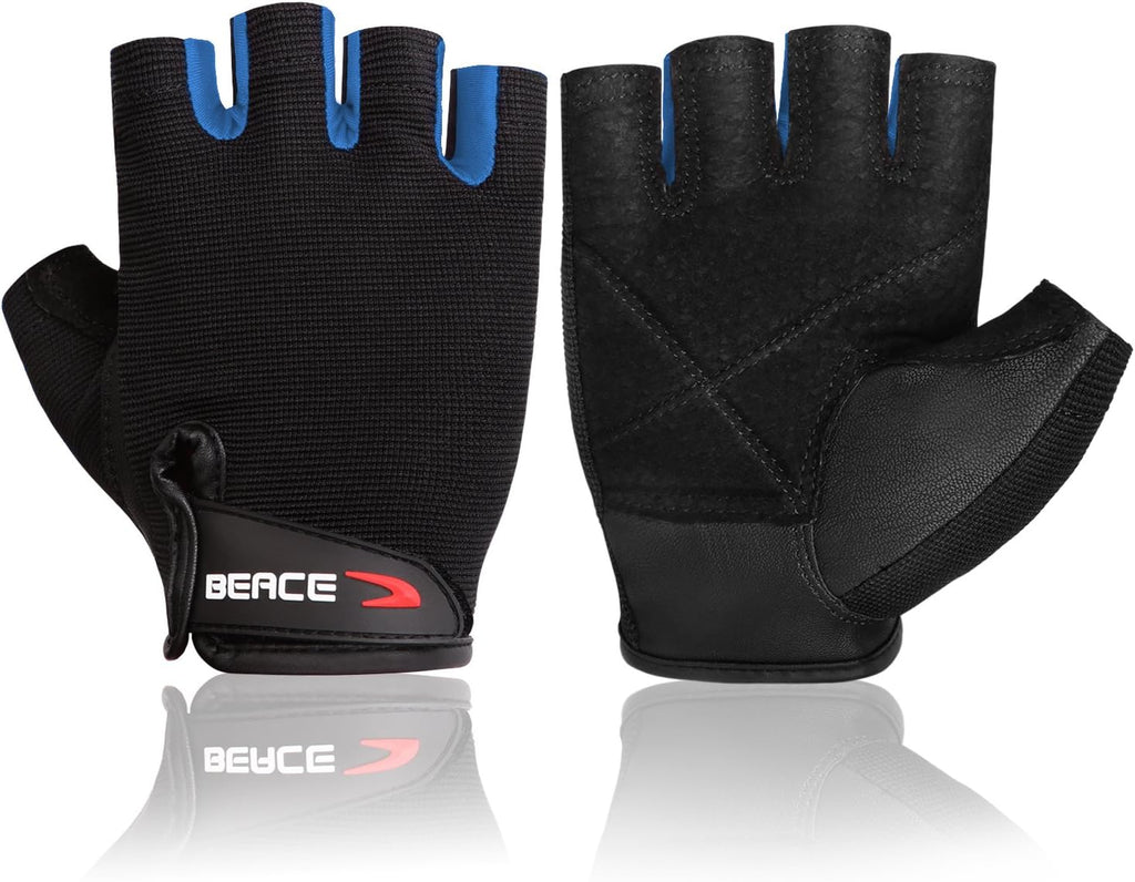 BEACE Weight Lifting Gym Gloves with Anti-Slip Leather Palm for Workout Exercise Training Fitness and Bodybuilding for Men & Women