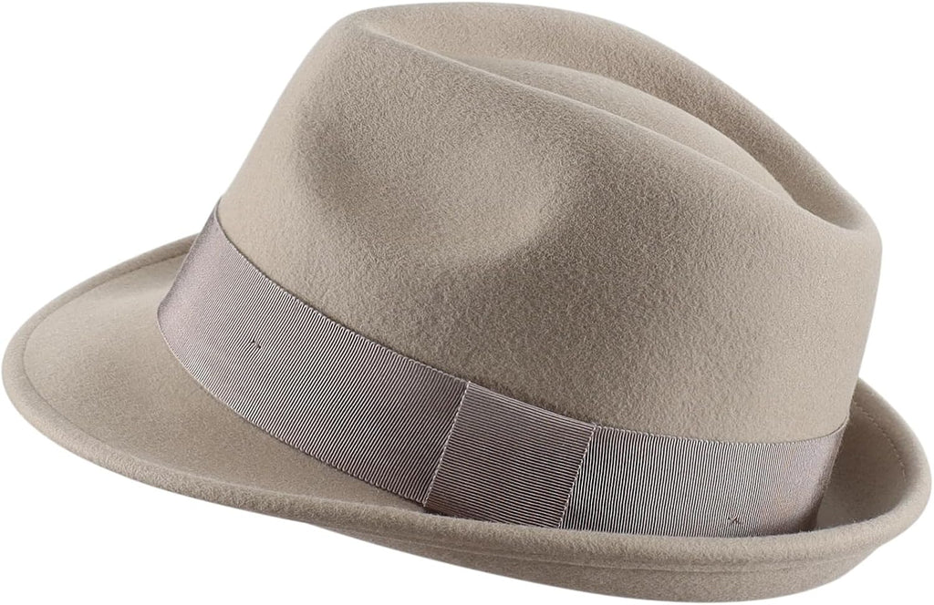Home Prefer Men's Wool Felt Winter Hat Short Brim Fedora Hat