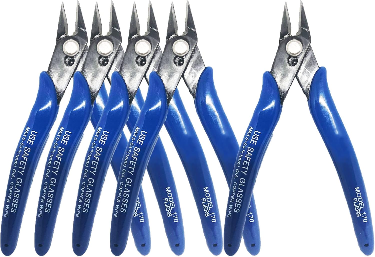 Flush Wire Cutter, 5PACK Blue Diagonal Cutting Pliers Side Cutter Nippers Micro Wire Cutter Wire Clippers Wire Snips (5inch size)