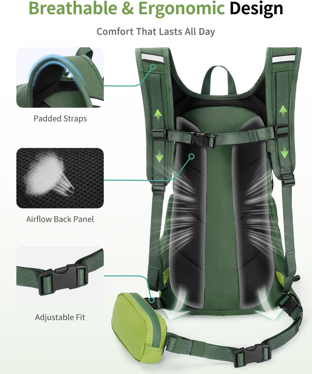 ECOHUB 20L Lightweight Hydration Backpack with 2L Water Bladder&Waist Pack
