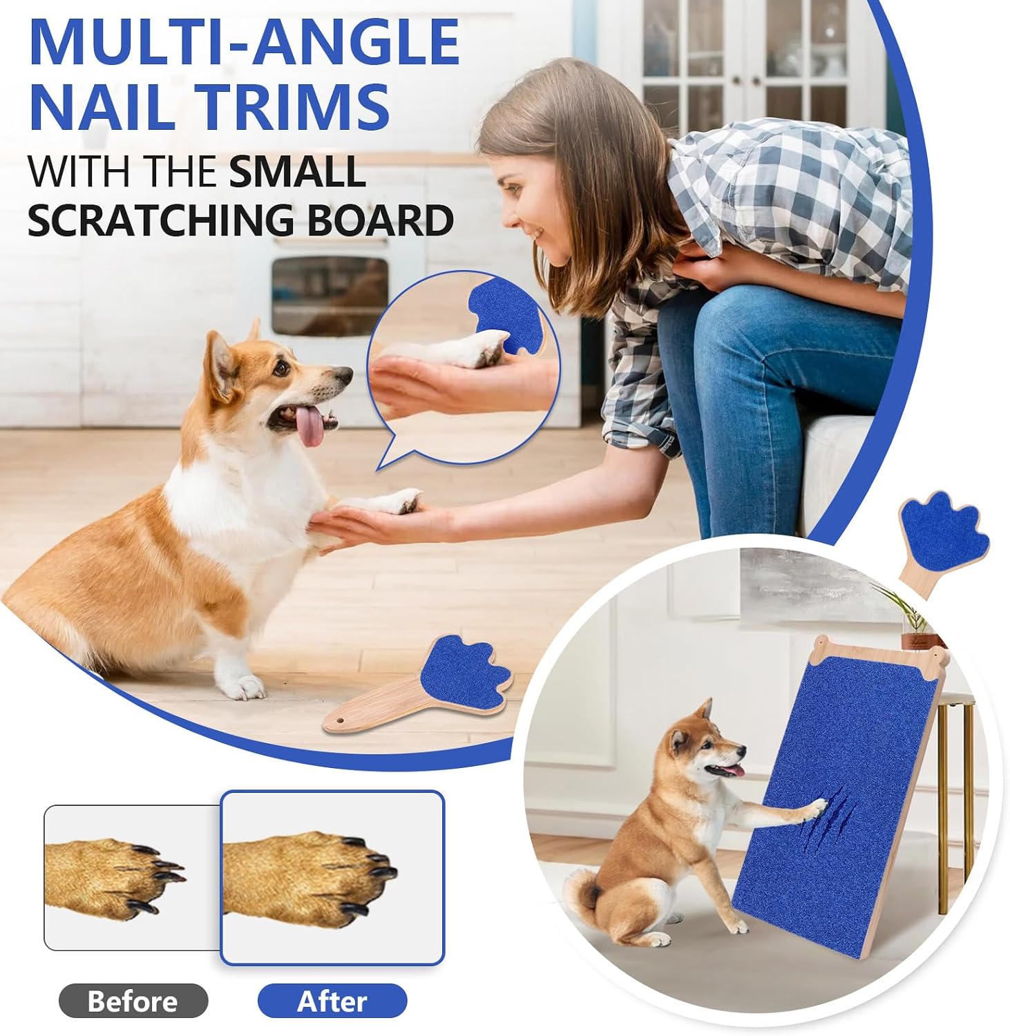 Double-Sided Dog Scratch Board Set with Mini Nail File
