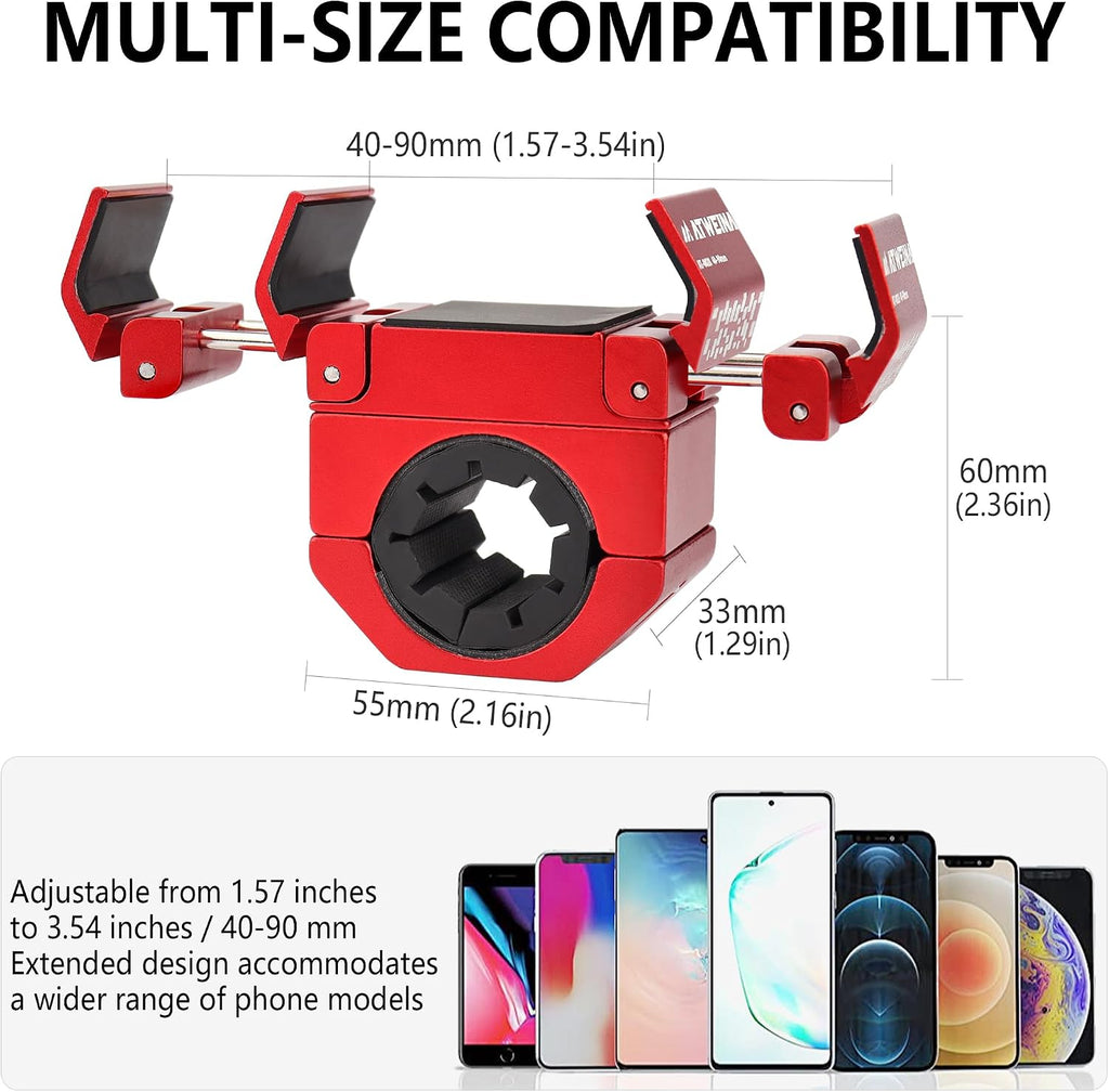 Bike Handlebar Mounts for 4.5-7.5 Phones (Red)