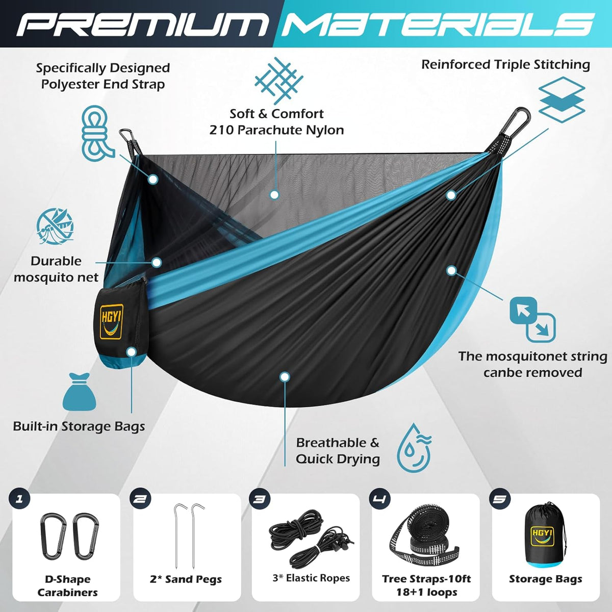 Camping Hammock Mosquito Net,Double & Single Portable Hammocks Hammocks with 2 Tree Straps,Hammock Tent for Travel Camping,Camping Accessories for Indoor Outdoor Hiking Backpacking Backyard Beach