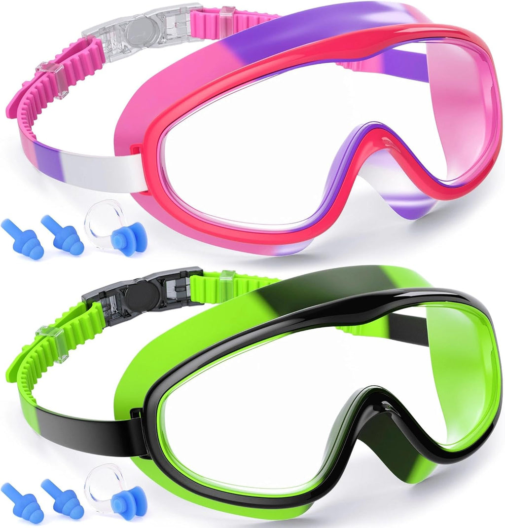 COOLOO Kids Swim Goggles for Age 3-15, 2 Pack Kids Goggles for Swimming