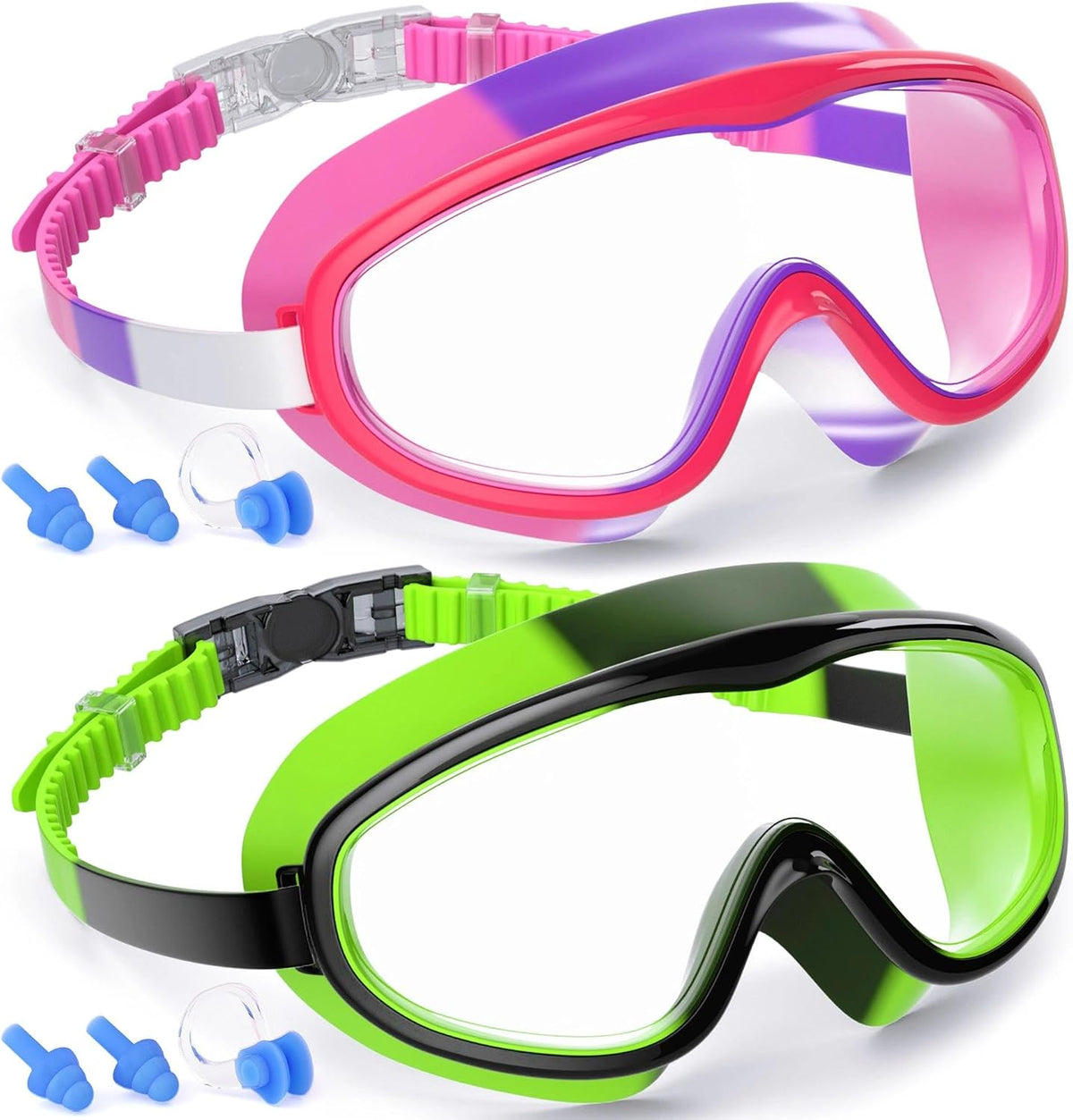 COOLOO Kids Swim Goggles for Age 3-15, 2 Pack Kids Goggles for Swimming