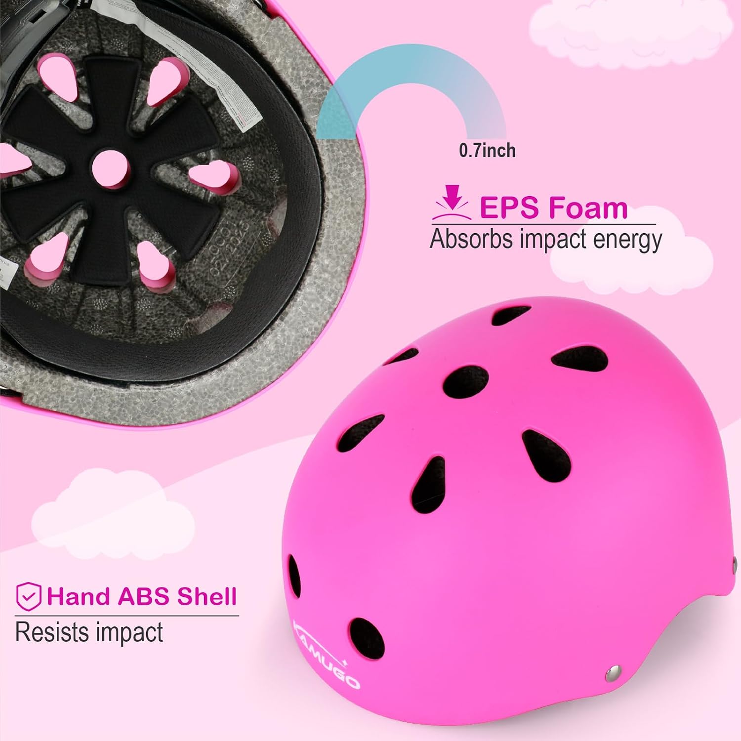 KAMUGO Kids Bike Helmet, Toddler Helmet for Ages 2-8 Boys Girls with Sports Protective Gear Set Knee Elbow Wrist Pads for Skateboard Cycling Scooter Rollerblading