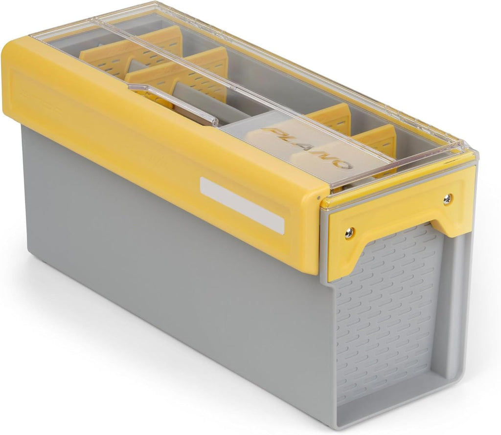 Plano EDGE 3500 Premium Tackle Storage with Rustrictor Rust-Resistant Technology, Gray and Yellow, Waterproof Terminal Tackle Box Organization, Small