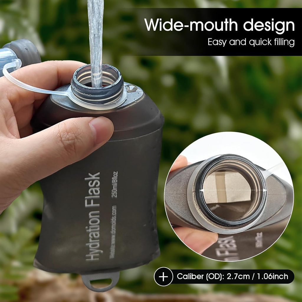 GUYI GYGYL Soft Flask Collapsible Water Bottle for Sports, 250ml Grey 2pcs