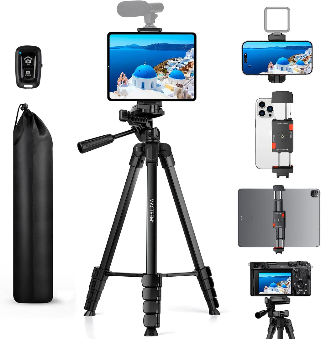 MACTREM 67" iPad Tripod Stand for Tablet Phone Camera with Remote Mount