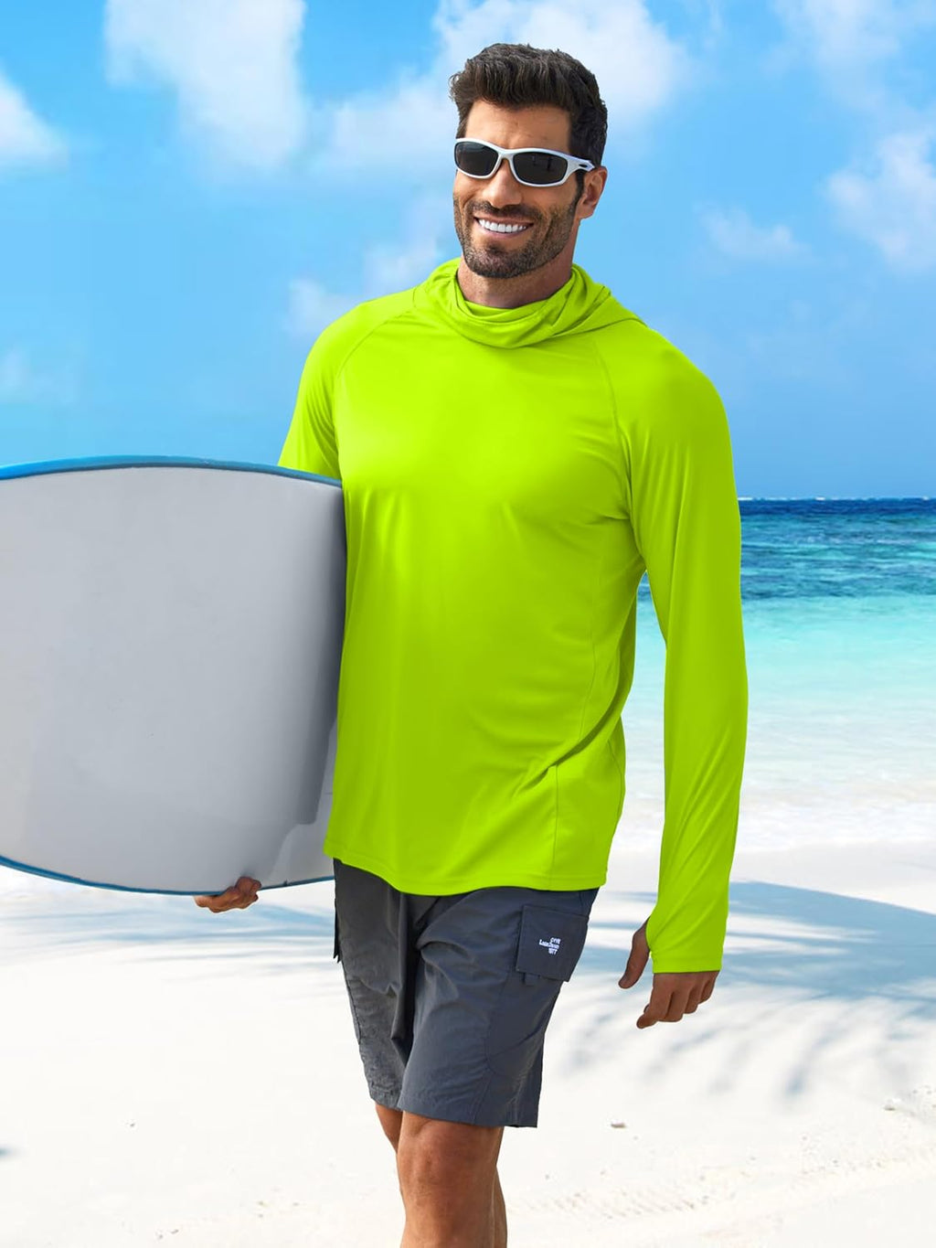 PINSPARK UPF 50+ Sun Hoodie Long Sleeve Fishing Shirts for Men with Mask