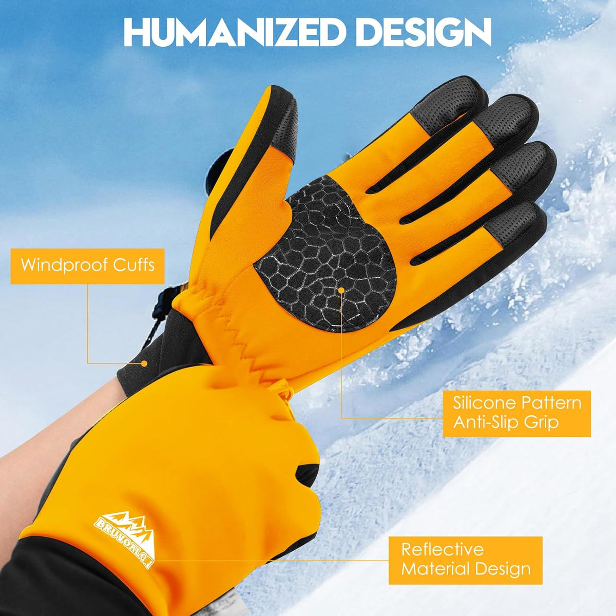 Bruvoalon Winter Gloves for Women & Men, 3M Thermal Insulation, Lycra Fabric, Touchscreen, Anti-Slip