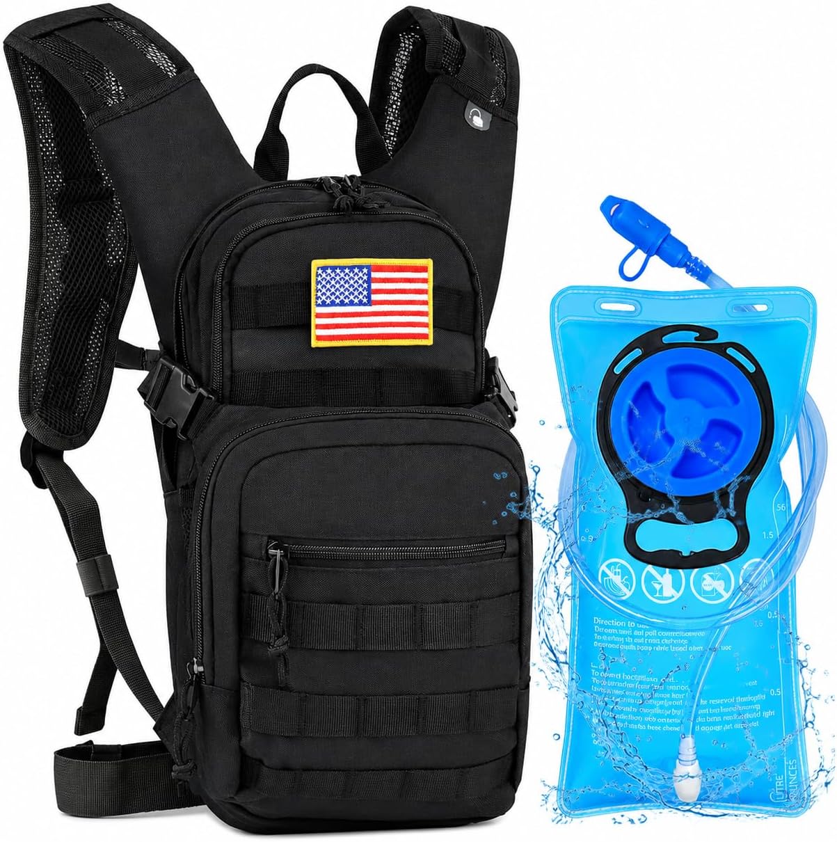Tactical Hydration Backpack 2L Water Bladder - Lightweight Durable Pack for Hiking, Running, Outdoor Adventures, Adjustable Straps & Leak-Proof Design
